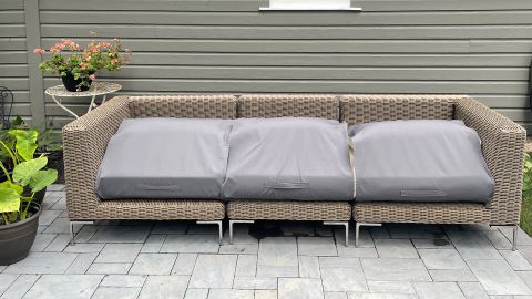 The Outer wicker sofa and patented OuterShell covers.