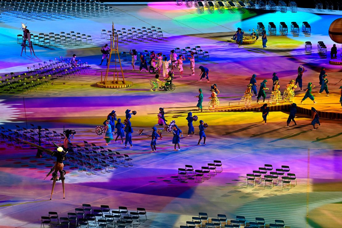 A light show during the Opening Ceremony. 