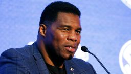 In this July 16, 2019 file photo, Herschel Walker talks about 150 years of college football during the NCAA college football Southeastern Conference Media Day in Hoover, Alabama.