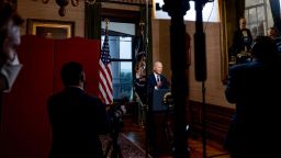 President Joe Biden speaks from the Treaty Room in the White House about the withdrawal of U.S. troops from Afghanistan on April 14, 2021 in Washington, DC. President Biden announced his plans to pull all remaining U.S. troops out of Afghanistan by September 11, 2021.