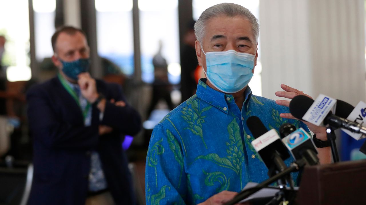 Hawaii Governor David Ige speaking at a news conference in 2020. 