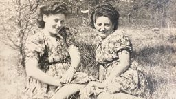 Sisters Jadwiga (L) and Felicja (R) Kejzman in happier times. The pair were found weak and beaten in a field on the farm belonging to Karolina Jurzyk's great-grandfather. 

1945