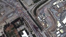 A satellite image shows crowds at a gate to Kabul's airport, Afghanistan, August 23, 2021.
