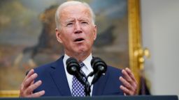 President Joe Biden speaks about the situation in Afghanistan from the Roosevelt Room of the White House in Washington, Tuesday, Aug. 24, 2021.