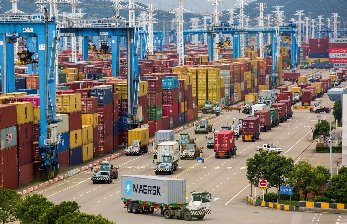 The Ningbo-Zhoushan Port pictured on Aug. 15, 2021, in east China's Zhejiang province. The Meishan terminal accounts for an estimated 25% of container cargo through the port, according to a consultant.