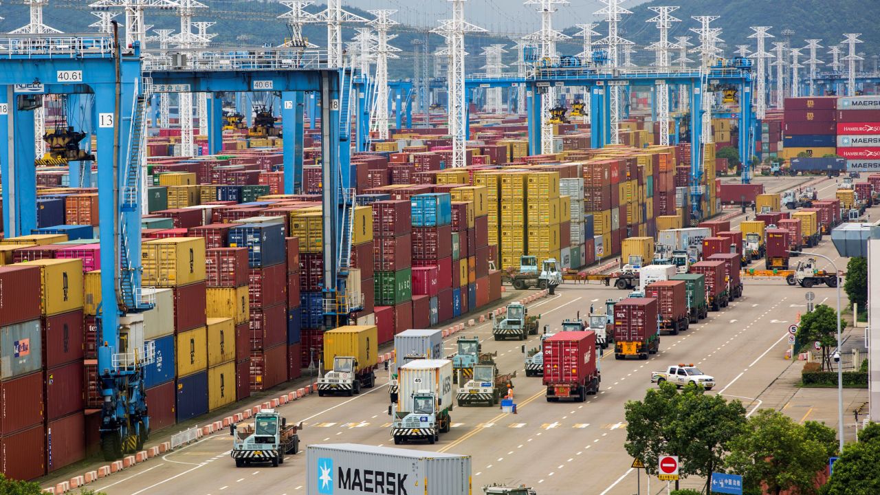 The Ningbo-Zhoushan Port pictured on Aug. 15, 2021, in east China's Zhejiang province. The Meishan terminal accounts for an estimated 25% of container cargo through the port, according to a consultant.