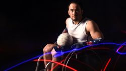 WEST HOLLYWOOD, CALIFORNIA - NOVEMBER 19: Wheelchair rugby athlete Chuck Aoki poses for a portrait during the Team USA Tokyo 2020 Olympics shoot on November 19, 2019 in West Hollywood, California. (Photo by Harry How/Getty Images)