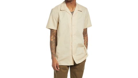Treasure & Bond Short-Sleeve Linen & Cotton Button-Up Camp Shirt
