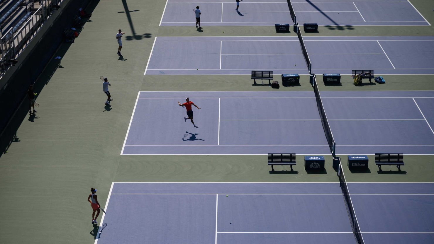 The 2021 US Open will offer mental health services to athletes (seen here during qualifying sessions ahead of the tournament's official start). 