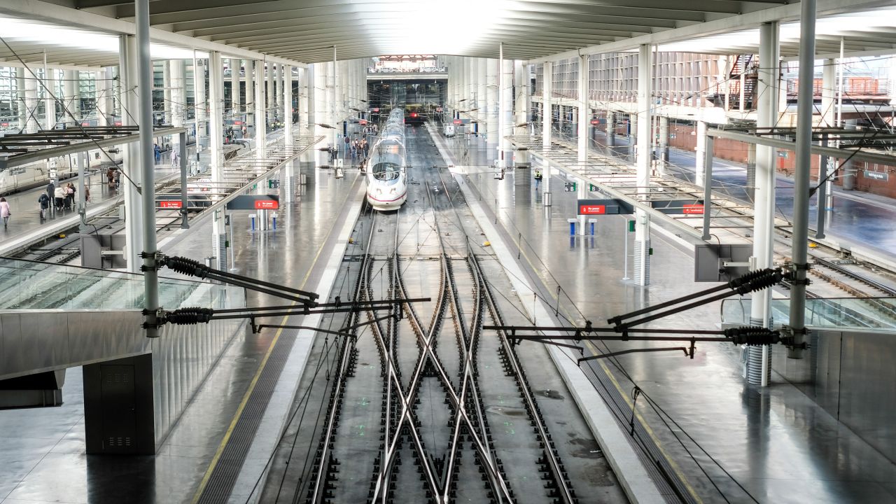 MADRID, SPAIN - JANUARY 23: Train AVE (Spanish high speed) of the spanish rail operator RENFE on the tracks of Atocha Station on January 23, 2020 in Madrid, Spain. (Photo by Jesús Hellín/Europa Press via Getty Images)