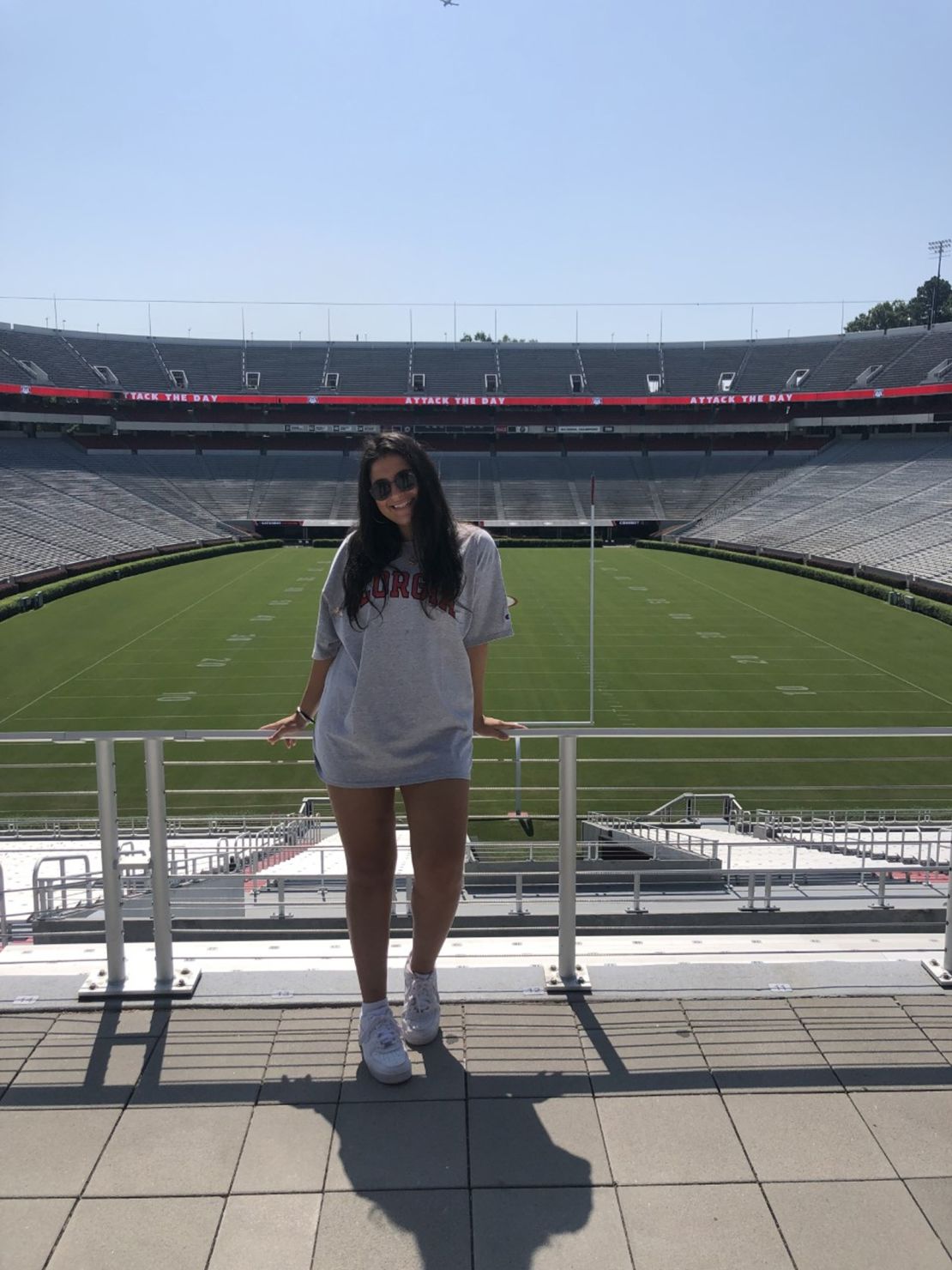 Dania Kalaji, a junior at UGA, is seen at Sanford Stadium in 2020 before a game against Auburn. Kalaji, who is vaccinated, plans to attend games this season.