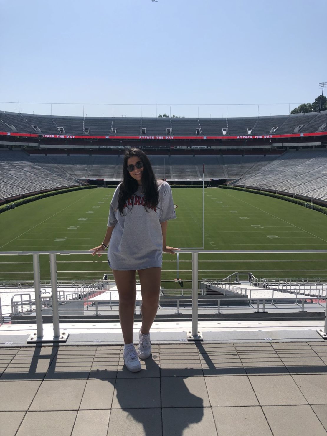 Dania Kalaji, a junior at UGA, is seen at Sanford Stadium in 2020 before a game against Auburn. Kalaji, who is vaccinated, plans to attend games this season.