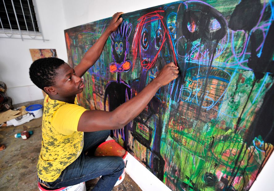 Aboudia's pieces have been critically acclaimed all over the world, after his work -- reminiscent of the works of the late Jean-Michel Basquiat -- became popular following the Ivory Coast's election turmoil in 2010.