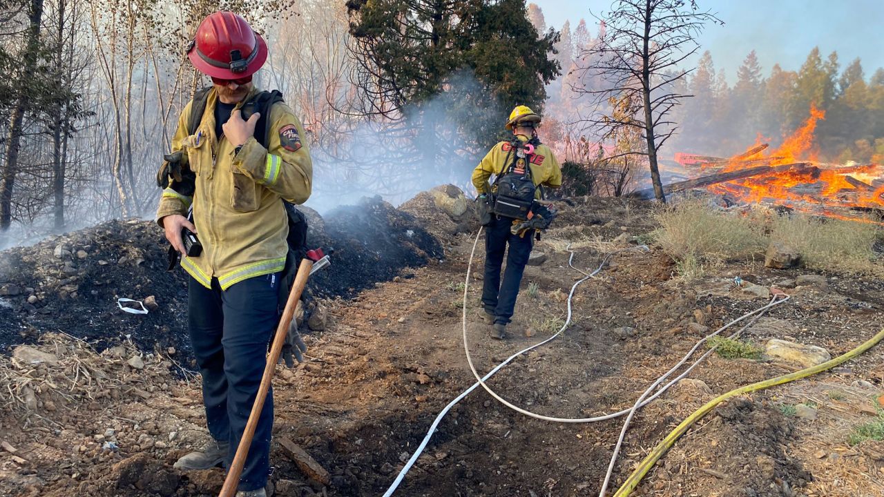 Firefighters battle the Bennett Fire in California.
