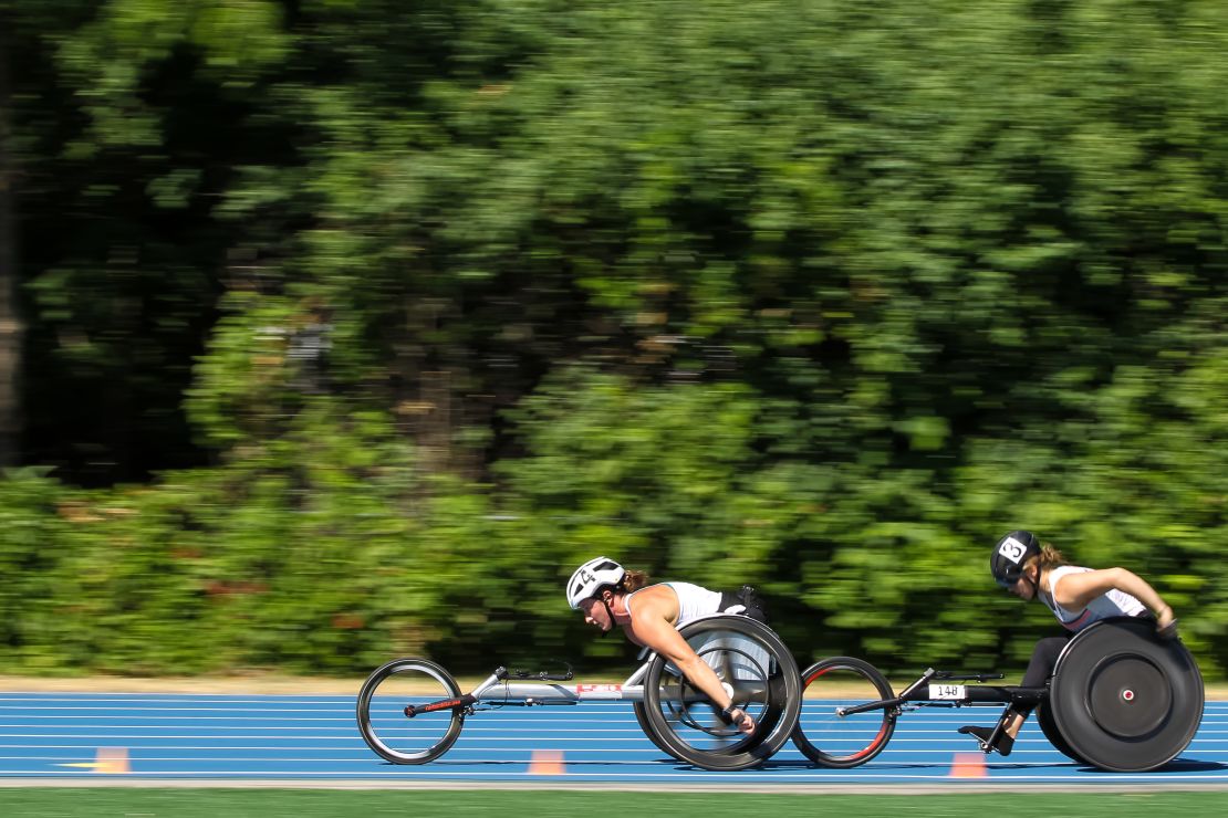 McFadden competes in the Women's 5,000m Run T53/54 Wheelchair final during the 2021 US Paralympic Trials.
