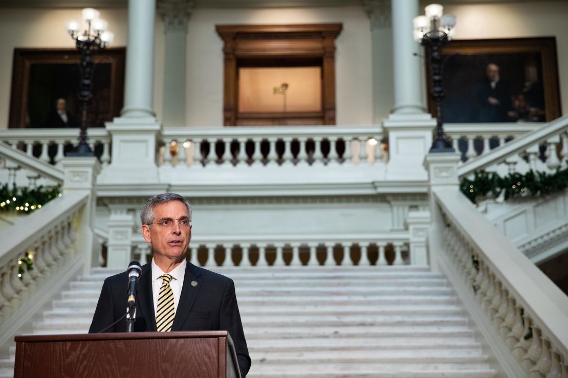 Brad Raffensperger, Georgia's secretary of state, speaks during a news conference at the Georgia State Capitol in Atlanta on December 14, 2020. 