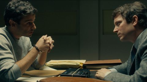 Luke Kirby as Ted Bundy and Elijah Wood as Bill Hagmaier in 'No Man of God' (Courtesy of RLJE Films).