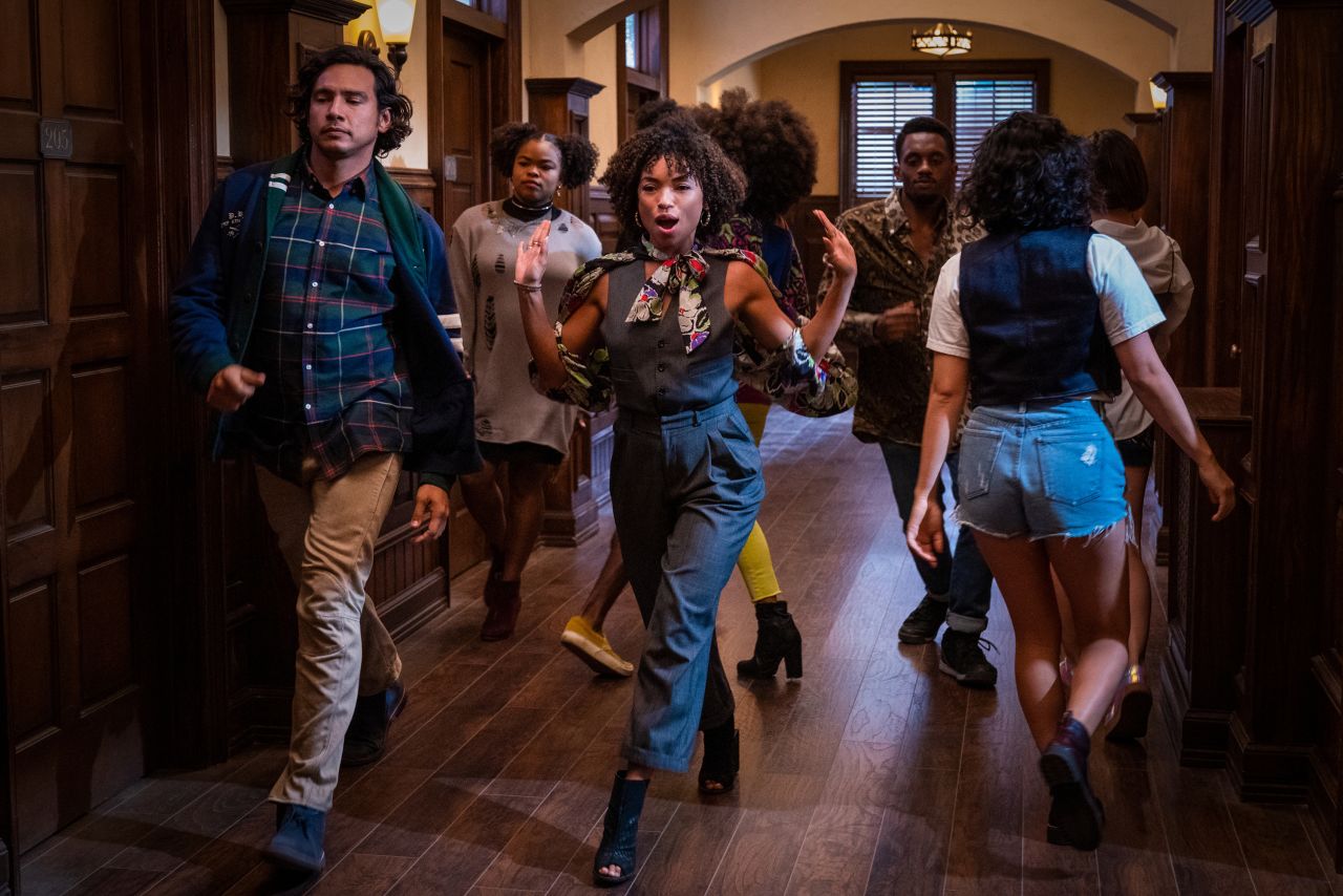 <strong>"Dear White People: Volume 4":</strong><br />Reunited amid a pandemic, future Sam and Lionel look back on their epic final year together at Winchester — which plays out as a '90s musical. (Netflix)