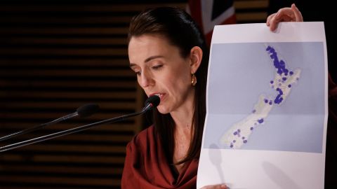 New Zealand Prime Minister Jacinda Ardern talks to the media at a press conference on August 23, 2021 in Wellington, New Zealand. 