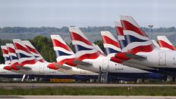 GATWICK, UNITED KINGDOM - MAY 05:  British Airways planes are seen parked up after being grounded due to the coronavirus outbreak on May 05, 2020 in Gatwick, United Kingdom. The country continued quarantine measures intended to curb the spread of Covid-19, but the infection rate is falling, and government officials are discussing the terms under which it would ease the lockdown. (Photo by Bryn Lennon/Getty Images)