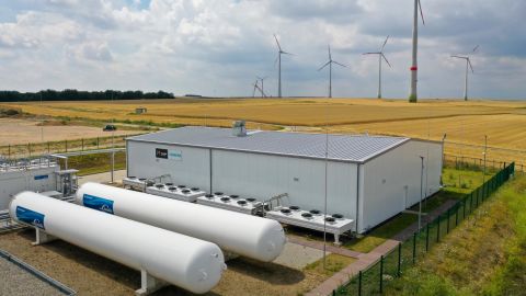 A hydrogen electrolysis plant operated by Linde AG, in Mainz, Germany, on July 17, 2020. 