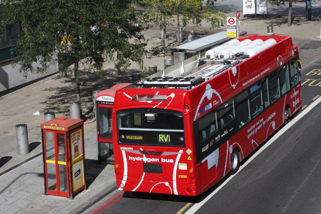 A bus powered by gray hydrogen in London, England, on Sept. 11, 2020. 