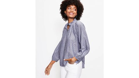 Clip Pleated Collar Blouse