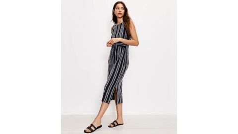 Eyelash Tie-Waist Midi Dress