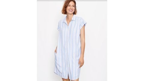 Striped Dolman Pocket Shirtdress