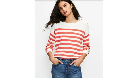 Striped Shoulder Button Sweater