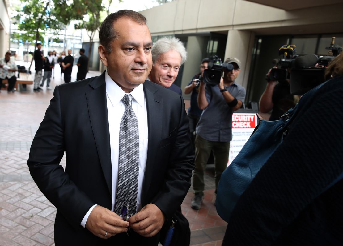 Former Theranos COO Ramesh "Sunny' Balwani leaves the Robert F. Peckham U.S. Federal Court on June 28, 2019 in San Jose, California. Former Theranos CEO Elizabeth Holmes and former COO Ramesh Balwani were apperaing in federal court for a status hearing, both facing charges of conspiracy and wire fraud for allegedly engaging in a multimillion-dollar scheme to defraud investors with the Theranos blood testing lab services.