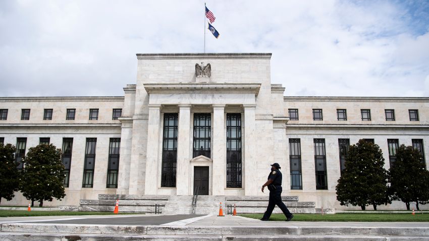 UNITED STATES - AUGUST 17: The Marriner S. Eccles Federal Reserve Board Building on Constitution Avenue, NW, is pictured on Tuesday, August 17, 2021. (Photo By Tom Williams/CQ-Roll Call, Inc via Getty Images)