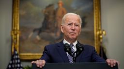 Biden speaks about the situation in Afghanistan in the Roosevelt Room of the White House on Tuesday, August 24, in Washington, DC. 