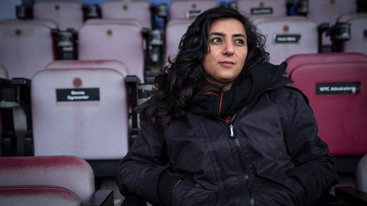 Former Afghanistan women's football captain Khalida Popal (pictured) and Carter formed an emergency coalition to help evacuate Afghan athletes, officials and their family members from the country to Australia.