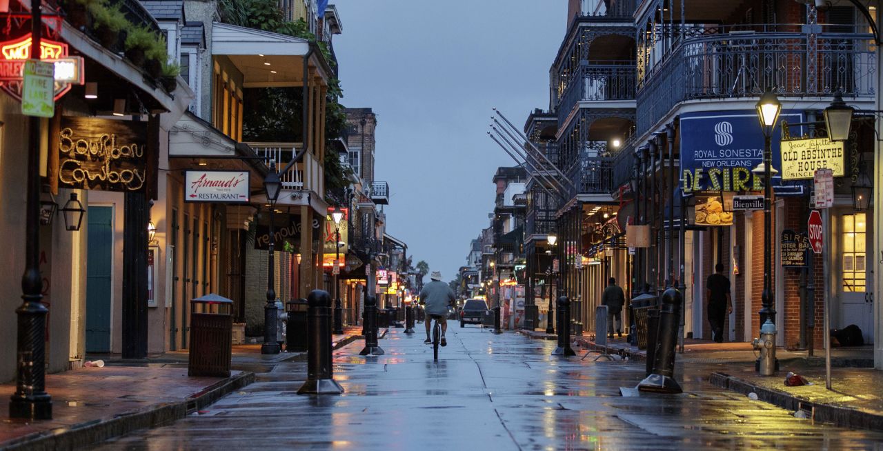 New Orleans' Bourbon Street is nearly empty on August 29.