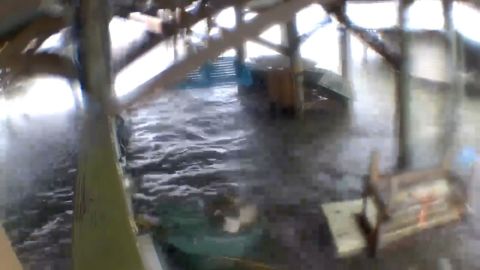 Sharlette Landry's home security cameras captured footage of water quickly rising in her home in Grand Isle, Louisiana, before it lost power ahead of Hurricane Ida on August 29, 2021.