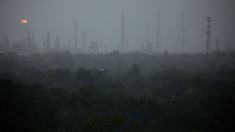 The Royal Dutch Shell refinery in Norco is seen as Hurricane Ida made landfall on August 29. More than 95% of the Gulf of Mexico's oil production facilities were shut down, regulators said, indicating the storm's <a href="index.php?page=&url=https%3A%2F%2Fwww.cnn.com%2F2021%2F08%2F29%2Fbusiness%2Fhurricane-ida-oil-industry-disruption%2Findex.html" target="_blank">significant impact on energy supply.</a>