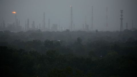 The Royal Dutch Shell refinery in Norco is seen as Hurricane Ida made landfall on August 29. More than 95% of the Gulf of Mexico's oil production facilities were shut down, regulators said, indicating the storm's <a href="https://www.cnn.com/2021/08/29/business/hurricane-ida-oil-industry-disruption/index.html" target="_blank">significant impact on energy supply.</a>