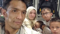 Shirzad and his family in Kabul airport, just before leaving to Bahrain.