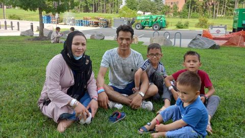 Abdul Rashid Shirzad and his family at Fort Lee, Virginia, where they were taken after being evacuated for Washington, DC.