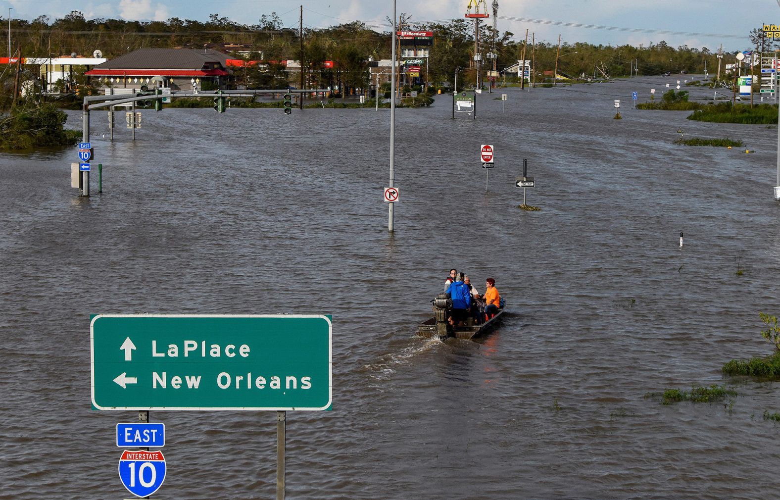 A highway is flooded near LaPlace on August 30.