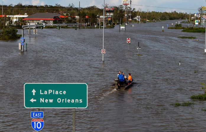 A highway is flooded near LaPlace on August 30.