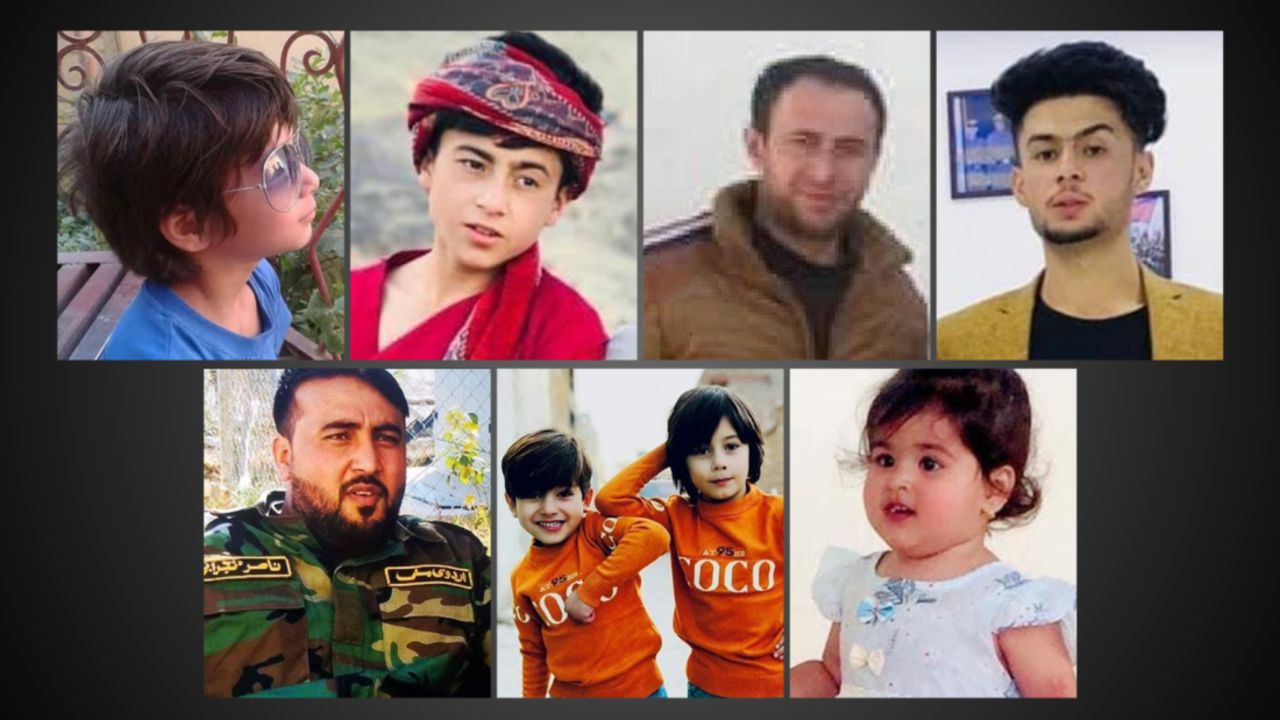 Several children were among those killed following a US drone strike in Kabul:

Pictured, at top from left: Farzad, age 9, Faisal, age 10, Zemaray, age 40, Zamir, age 20
Bottom, from left: Naseer, age 30, Binyamen, age 3, Armin, age 4, Sumaya, age 2.