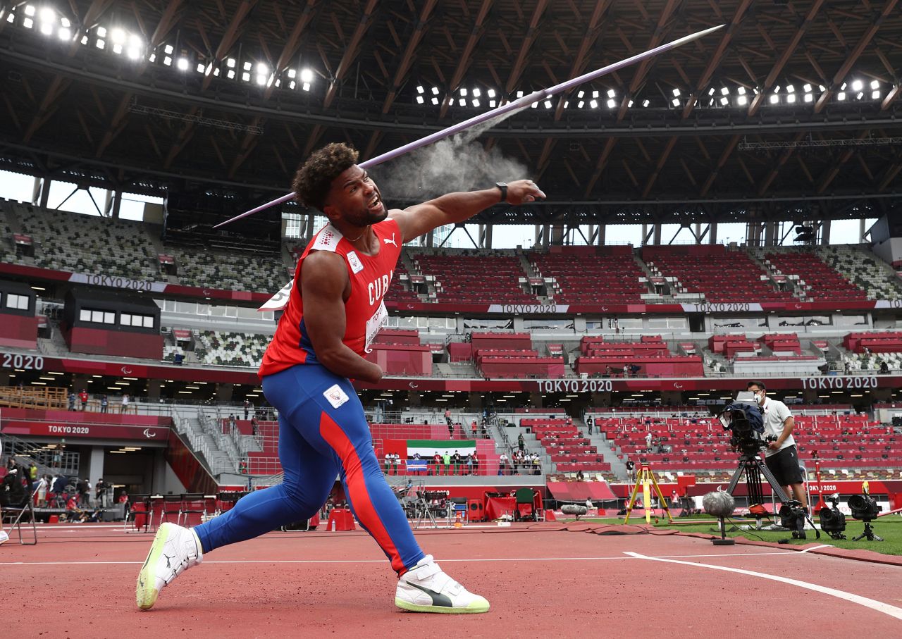 Cuba's Guillermo Varona Gonzalez competes in the javelin final on August 30.