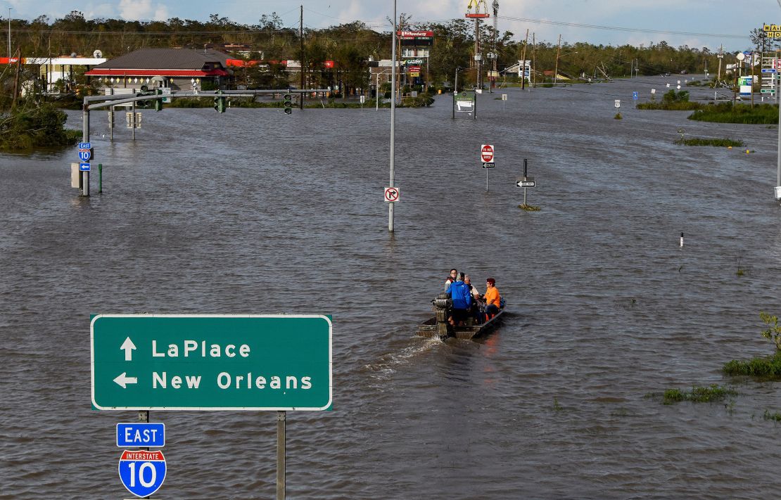 Highway 51 was flooded on Monday by Hurricane Ida near LaPlace, Louisiana.