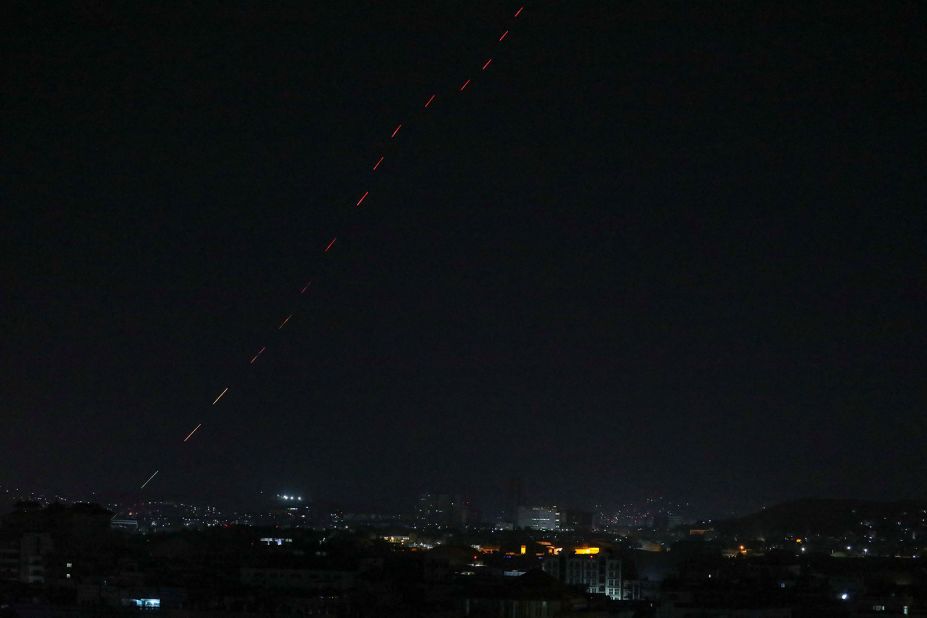 Celebratory gunfire lights up the sky after the last US aircraft left the Kabul airport.