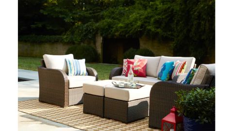 Allen + Roth Northborough 5-Piece Metal Frame Patio Conversation Set With Sunbrella Cushions