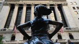 New York Stock Exchange (NYSE) building on Wall Street in the financial district of New York on August 30, 2021.