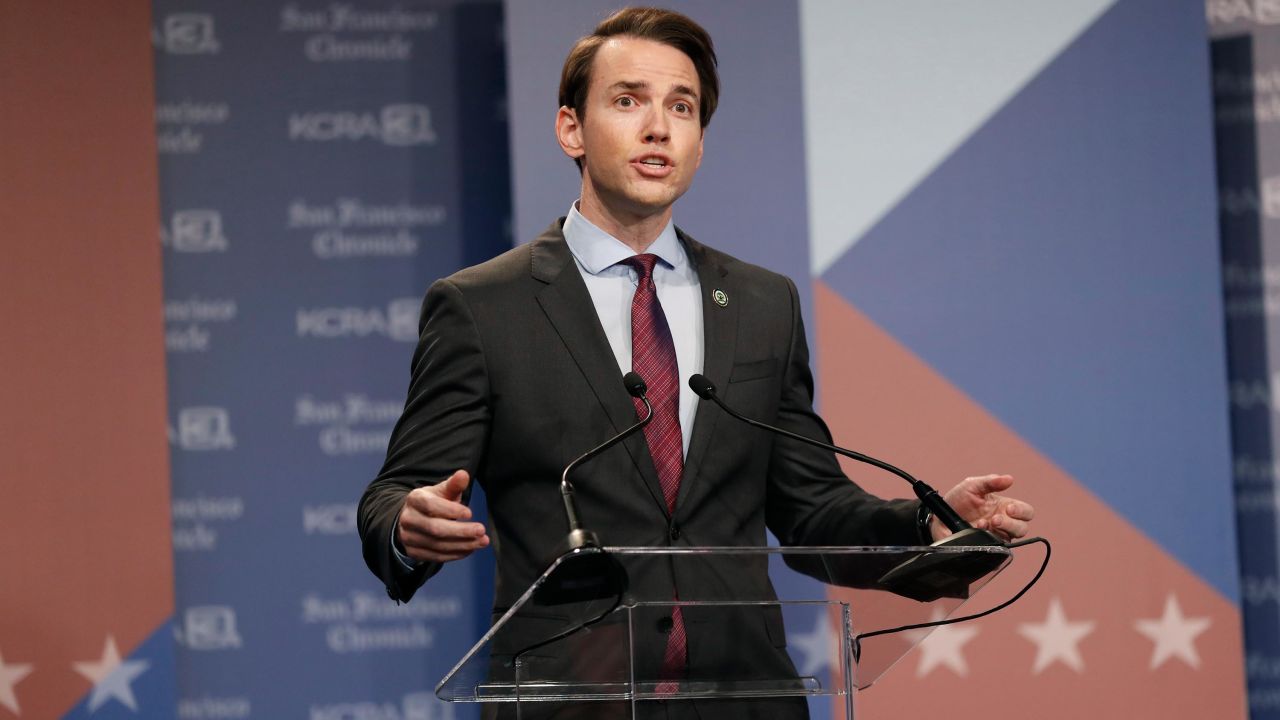 Republican gubernatorial candidate Assemblyman Kevin Kiley, R-Rocklin, speaks during a debate held by KCRA 3 and the San Francisco Chronicle in Sacramento, Calif., on Wednesday, August 25, 2021.