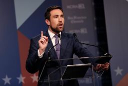 Democrat Kevin Paffrath speaks during a debate between candidates for the upcoming California recall election, held by KCRA 3 and the San Francisco Chronicle in Sacramento, Calif., on Wednesday, August 25, 2021.